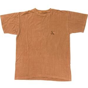 Vintage 90s Calvin Klein Single Stitch Mocha Brown Essential Shirt Adult Large